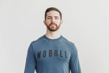 Nobull Men's Long Sleeves Deep Turquoise | Australia (VM0873)